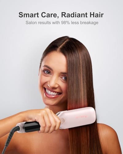 ANNLARY Hair Straightener, 1.75 Inch Flat Iron with Infrared and Ionic Technology, Titanium Plate with Ceramic Coating Dual Voltage Straightener with Heat-Resistant Silicone for All Hair Types - Image 6