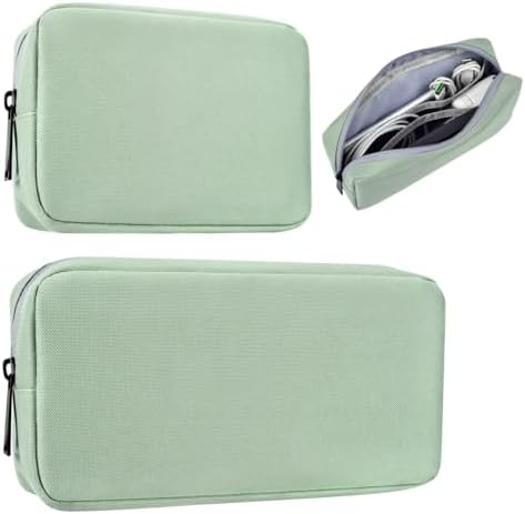 imComor Universal Electronics Accessories Case Bag, 2-Pack Portable Soft Carrying Case Bag Pouch Wire Cable Organizer for Hard Drive, Power Adapter, Laptop Mouse, Cosmetics Kit, Small+Big-Mint Green by imComor