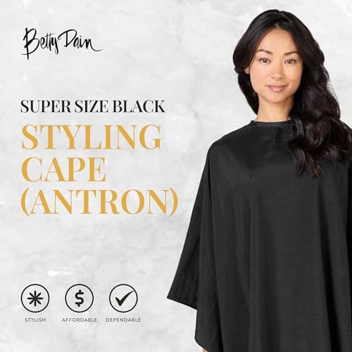 Betty Dain Crinkle Nylon Hair Cutting Cape, 54" x 60", Black - Image 2