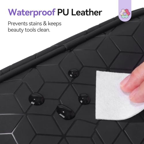 SAVILAND PU Leather Nail Polish Organizer Bag for Nail Tech, Black - Image 6