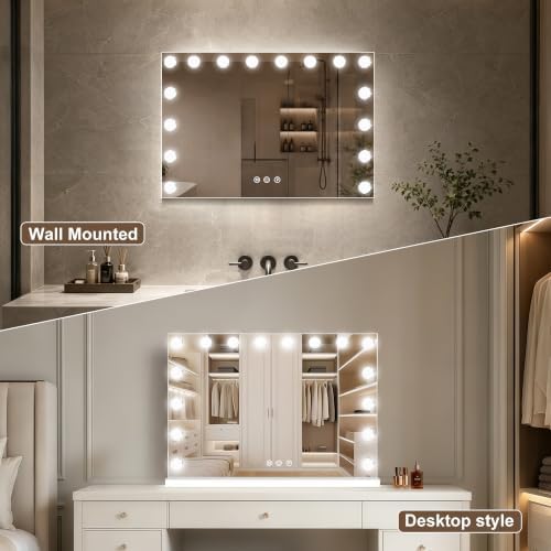 Moonee Vanity Mirror with Lights, 26"×20", with USB Charging Port, White - Image 5