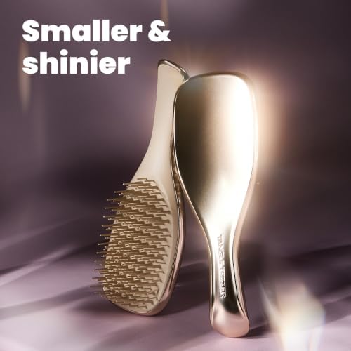 Tangle Teezer Chrome Detangler Mini Hair Brush, Straight to Curly, Gold - Image 5