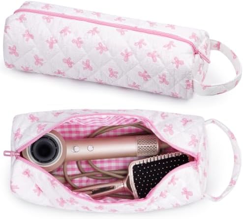 Hair Tool Organizer Travel Bag for Curling Irons & Dryers (Pink Bow) by Bebykilemi