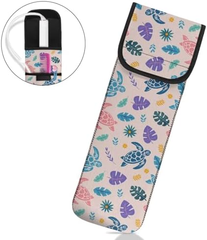 Curling Iron Travel Case Black Cow Print Heat Resistant Neoprene Pouch for Curling Iron Flat Iron Hair Straightener Storage Bag Portable Hot Tools Bag Turtle Leaf - Image 7