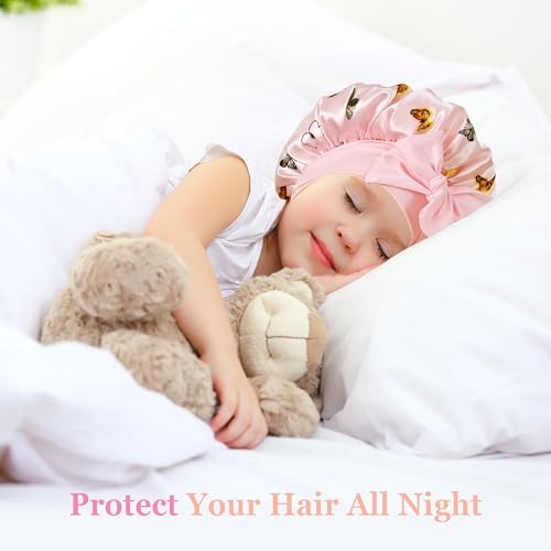 Silk Bonnet for Kids, Satin Hair Bonnet for Sleeping with Tie Band - Image 2