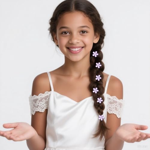 YISSION Light Purple Mini Flower Hair Clips for Women & Girls, 20Pcs Floral Hair Barrettes with Crystal, Elegant Hair Accessories for Wedding Prom Party Daily Hairstyling - Image 4