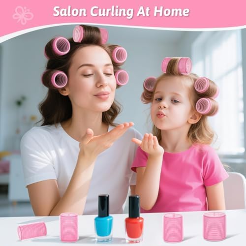 50 Pcs Rollers Hair Curlers Set with 24Pcs Self Grip Hair Rollers 4 Sizes and 24 Pcs Clips for Blowout Look Long Medium Short Thick Hair Volume - Image 3
