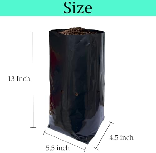 gardtree 1 3/8 Gallon 50 Pcs Tall Plant Nursery Bags 5.5" x 13", Deep Root Plastic Plant Grow Bags Thicken Tree Seedling Pots for Vegetable, Flower, Fruit, Citrus, Nut Trees, Taproot Saplings - Image 2