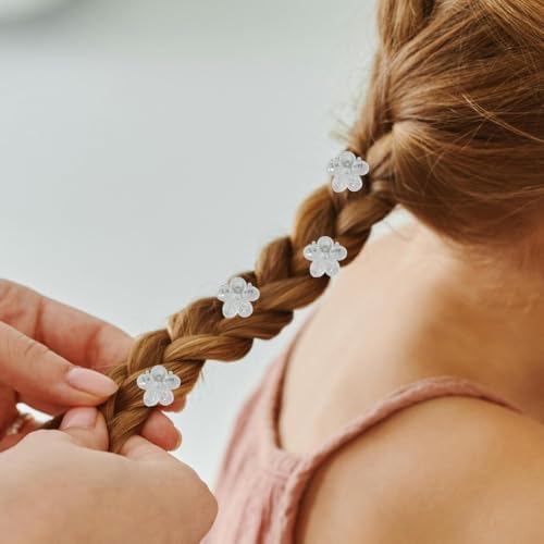 Mini Flower Hair Clip Flower Clips,Colorful Mini Hair Claw,for Women, Girls,Baby, Toddler Bangs Strong Grip Small Tiny Rainbow Hair Clips (100, white) - Image 5