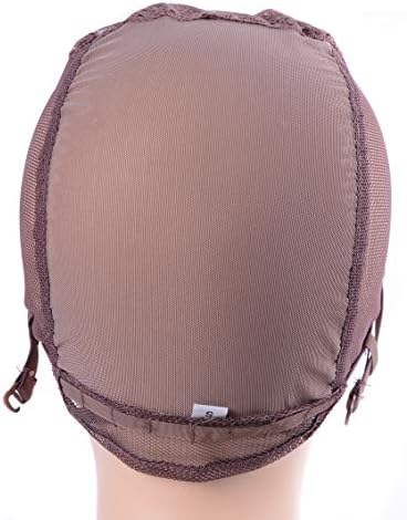 YANTAISIYU 4X4 Inch U Part Swiss Lace Wig Cap for Making Wigs with Adjustable Straps on the Back Glueless Hairnets (Brown S) - Image 6