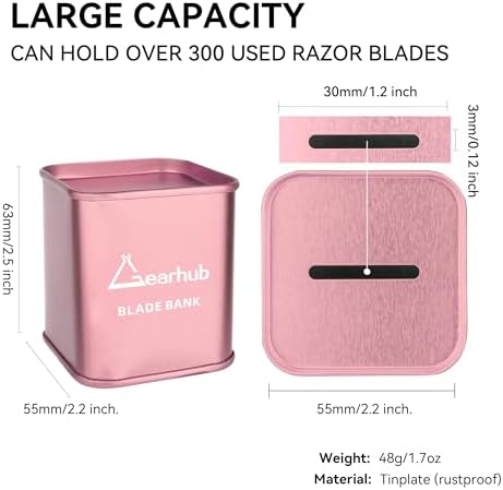 Gearhub Blade Bank Sharps Disposal Container Safely Store Used Safety Razor Blades Large Capacity for Barber Shops & Personal Use Sealed Design Holds 300+ Blades Matte Pink - Image 2
