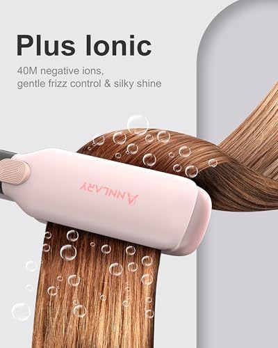 ANNLARY Hair Straightener, 1.75 Inch Flat Iron with Infrared and Ionic Technology, Titanium Plate with Ceramic Coating Dual Voltage Straightener with Heat-Resistant Silicone for All Hair Types - Image 2