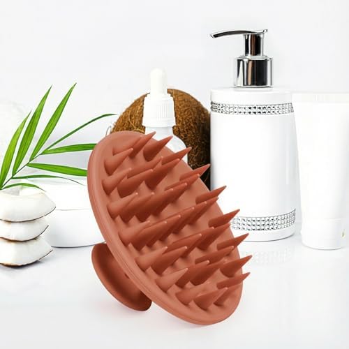 Meartchy Silicone Scalp Massager Shampoo Brush, Scalp Brush for Hair Growth & Dandruff Removal, Hair Scrubber Scalp Stimulator Exfoliator Brush with Soft Bristles for Wet Dry Scalp Care (Brown) - Image 5