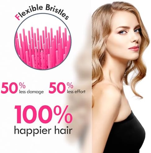 Vented Detangling Hair Brush - 2 Pack Detangler Hairbrush with Soft Bristles for Effortless Tangle Free - Ideal for Wet Dry or Damaged Hair for Women Men Kids - Image 3