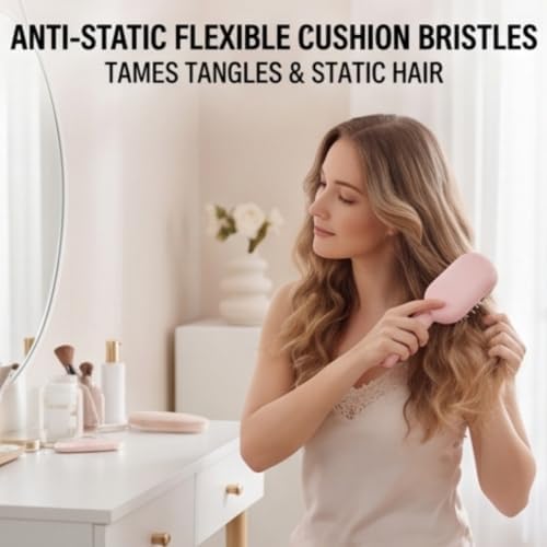 Electric Spray Air Cushion Massage Comb, Hair Brush with Water Spray, Rechargeable Anti-Static Hair Brush with Fine Mist Spray and Red Light Scalp Massage, Wet Dry Hair Styling for Women Men（1） - Image 2