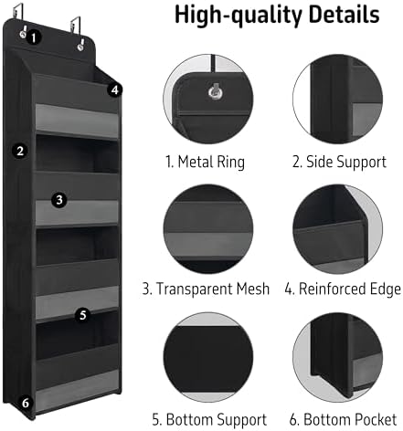 GCreation Over Door Organizer for Bedroom Bathroom Pantry, 4 Shelf Black - Image 4