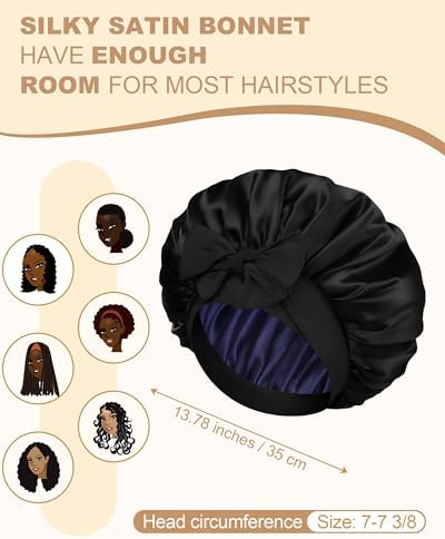 AWAYTR Double Layer Satin Bonnet for Women, Reversible Sleep Hair Wrap - Image 3