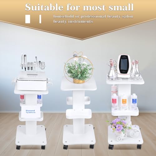 Upgrade Esthetician Beauty Trolley Cart with Wheels and 2 Trays, 4 Tier Beauty Rolling Cart, Spa Salon, Beauty Machine Trolley, Load 135lbs, 26.7 x 13.8 x 15 inch - Image 2