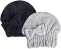 HOPESHINE Microfiber Hair Towel Cap for Women Wet Short or Long Curly Hair Super Absorbent Turbans Anti Frizz Great Gift for Women and Girls (Black+Grey, 2) by HOPESHINE