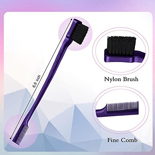 Geiserailie 3 Pcs Slick Back Hair Brush Set Bristle Brush, Purple - Image 2