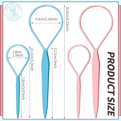 Teenitor 4pcs Pony Hair Tail Tools, 2 Pairs Hair Loop Styling Tool Hair Flipper Pull Through Tool, French Braiding Hair Tool Hair Accessories for Women Girls, Loop Hair Tool, Light Blue/Light Pink - Image 2