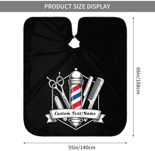 55x66in Black Custom Barber Cape, Personalized Designer Barber Cape for Salon, Gifts for Birthday Christmas - Image 3