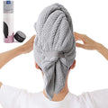 Large Microfiber Hair Towel Wrap for Women, Anti Frizz Hair Drying Towel with Elastic Strap, Fast Dry | Super Absorbent | Quick Dry Hair Turban for Wet, Curly, Long & Thick Hair -Gray by BYCOO