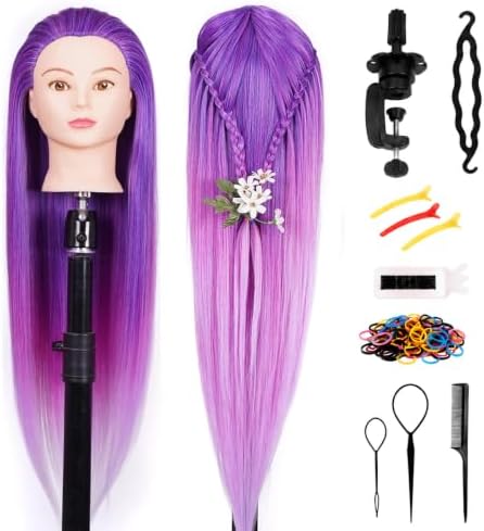 Mannequin Head with Hair 29'' Cosmetology Doll Head for Hair Styling by EiohlndBeauty