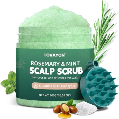 Rosemary Scalp Scrub Exfoliator for Oily Scalp Deep Clean 10.58 oz by LOVAYON
