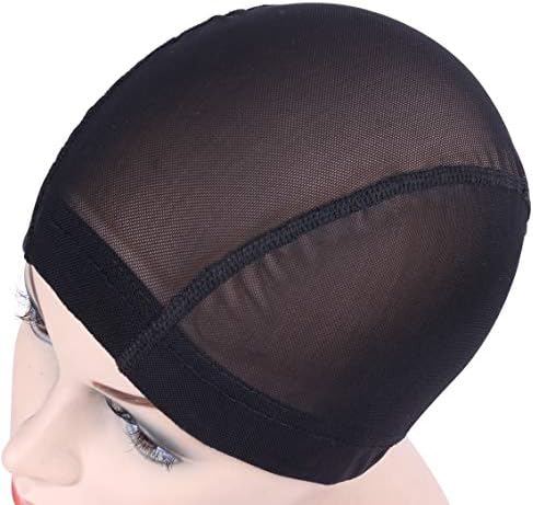 YANTAISIYU 2 Pcs/Lot Wig Caps Mesh Cap for Making Wig Stretchable Hairnets with Wide Elastic Band Mesh Dome Cap for Wigs (Black Mesh Cap M) - Image 5