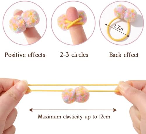 choicbaby 40PCS Pom Pom Hair Ties Elastic Rubber Band for Toddlers - Image 3