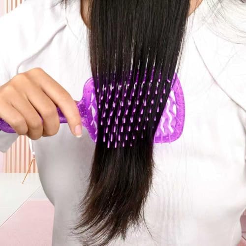 Detangling Hair Brush for All Wet or Dry Hair Types, Pain-Free Brushing Durable, DuoFlex Anti-Static Bristles, Lightweight Handle, Vented Wave UltraFlex Hair Brush(Rose Quartz Purple) - Image 6