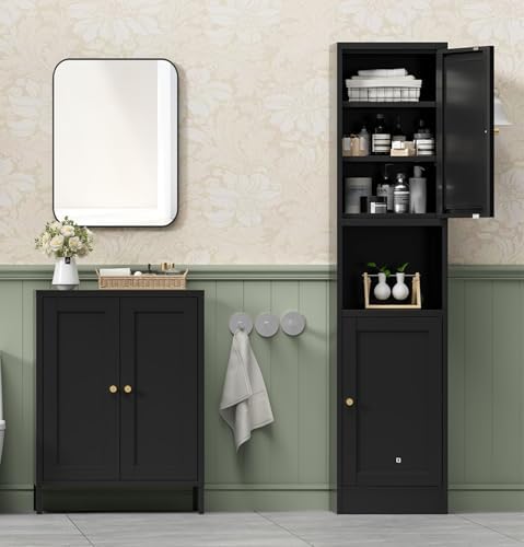 Bevivog Metal Bathroom Storage Cabinet Freestanding, 67" Tall Narrow Pantry Cabinet with Shelves for Kitchen, Skinny Metal Pantry with Hutch, 16" Wide Slim Cabinet for Small Spaces - Image 2