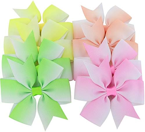 20 Pair 3in Pinwheel Rainbow Bows Grosgrain Ribbon Hair Clips For Baby Girls Teens Kids Toddler Gifts Accessories - Image 6
