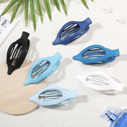 Flat Hair Clips for Women - 6 PCS French Flat Claw Clips Medium Hair Clips for Girls Large Hair Claw Clips for Thick or Thin Hair Strong Hold No Slip Hair Accessories for women (Blue) - Image 2