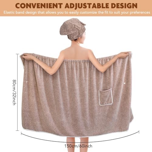 SUNLAND Microfiber Women Bath Towel Wrap & Hair Drying Towel Set, 32"x60" - Image 2