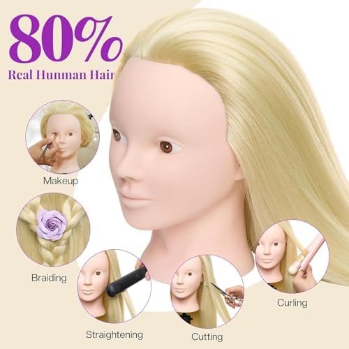 28" Mannequin Head with 80% Real Human Hair for Makeup Practice#613 - Image 2