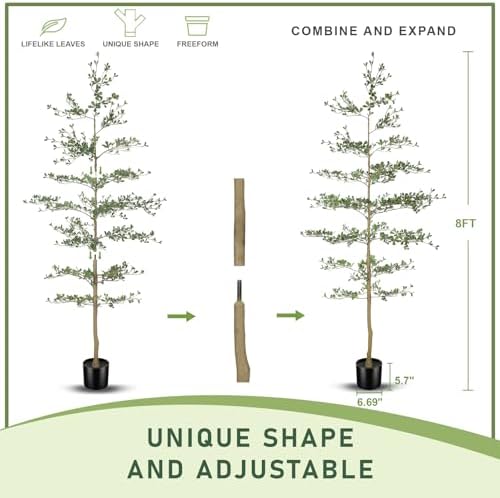 LYERSE Black Olive Tree Artificial 8ft with Natural Trunk, Realistic Leaves - Image 3