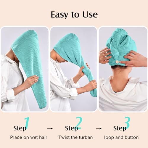 YFONG 2 Pack Large Microfiber Hair Towel Wrap for Women, Quick Dry Turban - Image 6