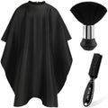 NICEMOVIC Hair Cutting Barber Cape with Neck Duster Brush and Barber Brush, Professional Barber Accessories Cleaning Supplies for Salon Haircut Styling (Black) by NICEMOVIC