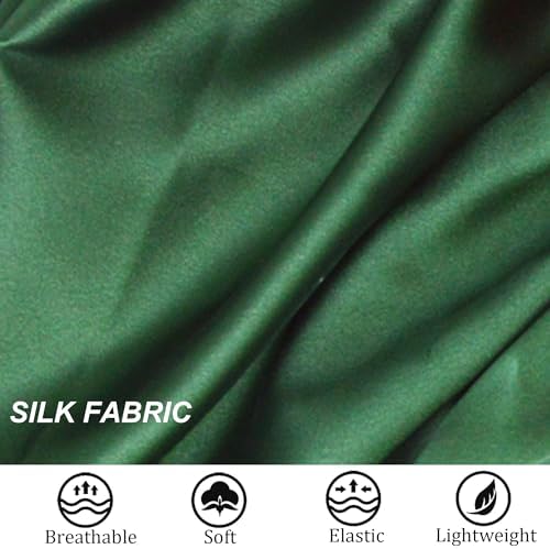 Silk Bonnet for Sleeping Satin Bonnets Double Layer Reversible Hair Cap Bonnet for Women Long Curly Braid Hair (Hunter Green) - Image 4