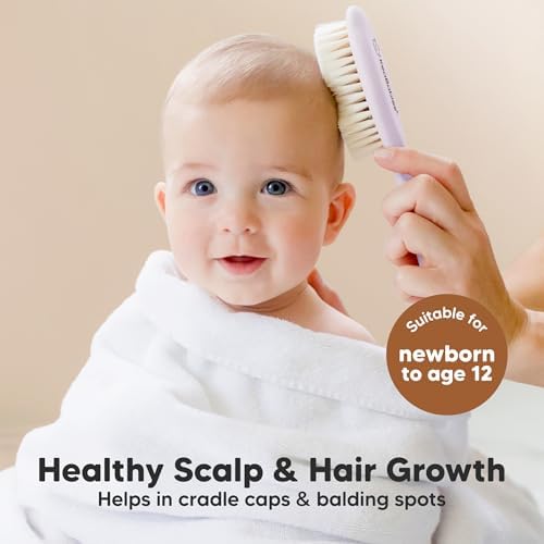 Wooden Baby Hair Brush for Toddler, Infant Cradle Cap (Thistle, Regular) - Image 3