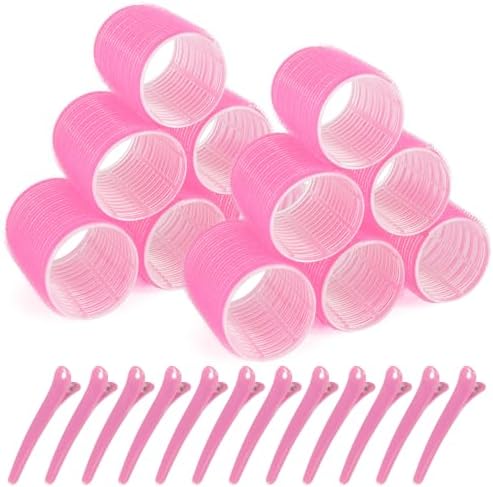 Super Jumbo Hair Rollers, 12 Pack Self Grip Salon Hairdressing Curlers, Hair Curlers Sets, DIY Curly Hairstyle for Long Hair, Colors May Vary, Jumbo Plus by BESSEEK