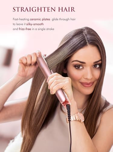 LANDOT 2 in 1 Hair Straightener and Curler, Twist Flat Iron Dual Voltage 1" - Image 4
