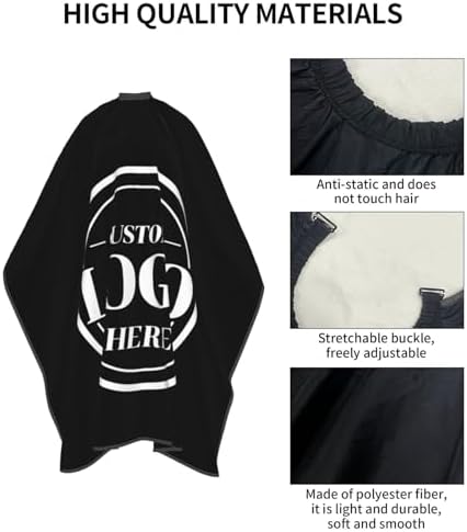 55x66in Black Custom Barber Cape, Personalized Designer Barber Cape for Salon, Gifts for Birthday Christmas - Image 4