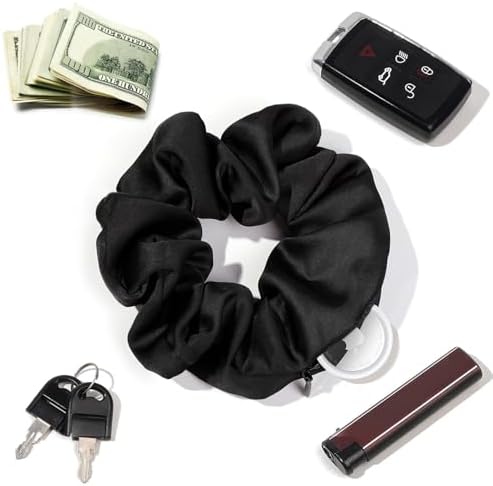 Pocket Scrunchies Hair Ties with Hidden Zipper Stash Scrunchy Ponytail Holder Secret Compartment Items - Image 3