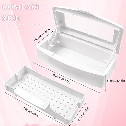 Nail Tool Sterilizer Box, Plastic Sterilizing Tray, Plastic Clean Sterilizing Box Storage Organizer for Nail, Tweezers, Eyelash Extensions, Hair Salon, Spa & Cutter Manicure Equipment(White) - Image 4