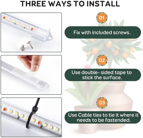 16'' 3 Bars Grow Light Strips for Indoor Shelves Plants Growing. - Image 6