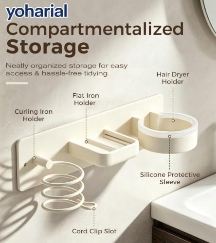 Wall Mount Hair Dryer Holder, No-Drill Hair Styling Tool Organizer - Image 4