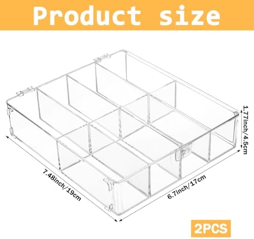 2 Pcs Hair Accessories Organizers with 8 Compartments and Lids Clear Storage Boxes for Headbands Bows Clip Scrunchies Hair Tie Organizer for Bathroom Bedroom Vanity Countertop - Image 2